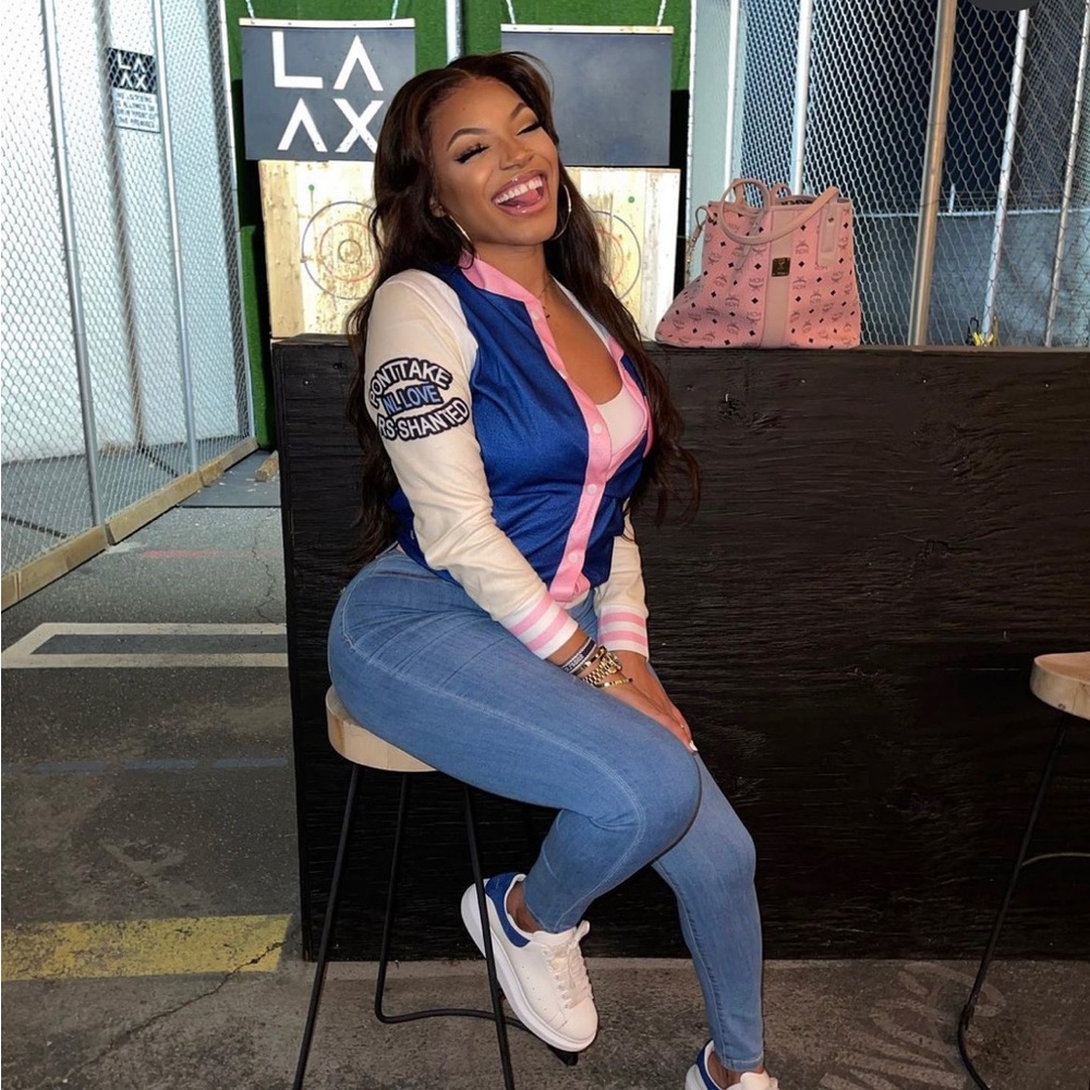 Pink and Blue varsity jacket